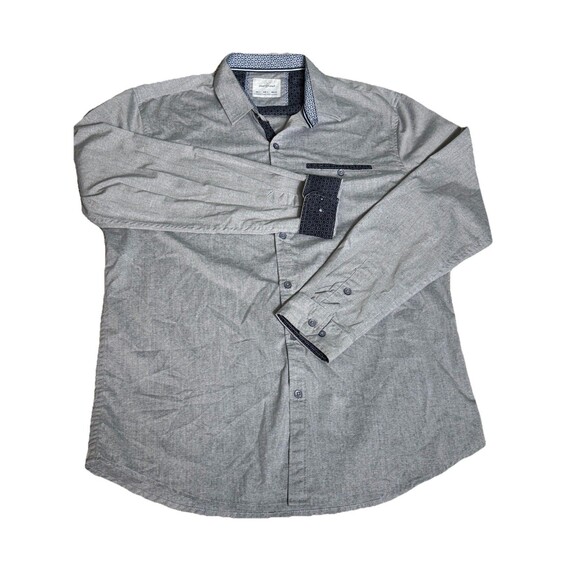 Craft & Flow Mens Size Large Button Down Shirt Long Sleeve Gray Geometric Inside - Picture 1 of 6